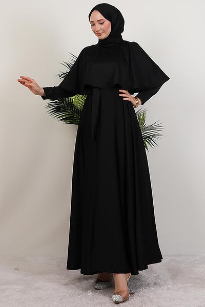 GİYZAMİLA Φόρεμα Mona Cape Μαύρο