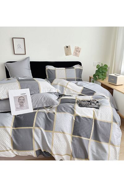 CHIRASO CHIRASO Linen, 100% Cotton, ELASTIC Sheet 180x200 cm, Duvet Sheet 200x230 cm, 2 Pillowcases