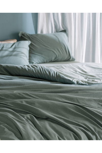 Madame Coco Lumi Single Cotton Combed Elastic Duvet Cover Set - Mint Green