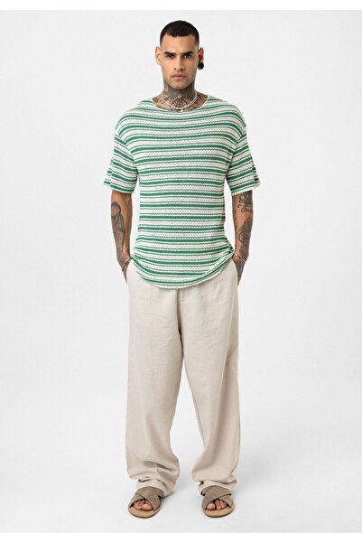 VAMOSCLO Striped Oversize Knitwear T-Shirt