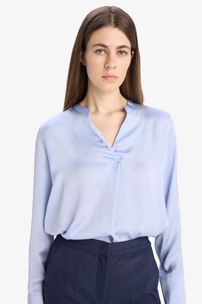 DeFacto New Season Regular Fit V Neck Satin Long Sleeve Blouse