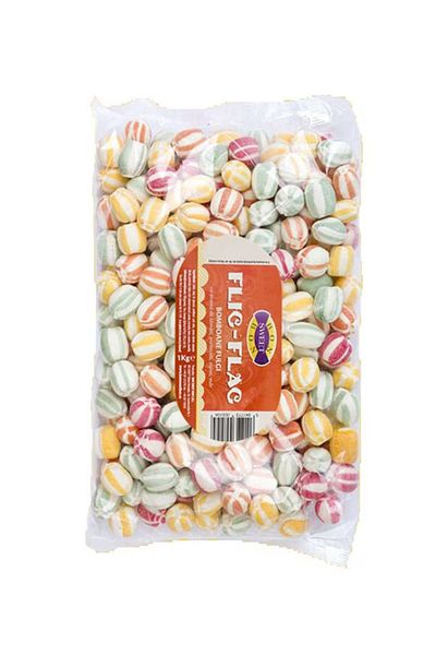 OEM Bomboane fulgi cu lamaie, portocale, visine si mar Flic-Flac 1kg