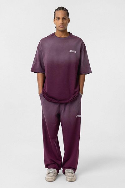 VAMOSCLO Washable Oversize Printed Tracksuit Suit Claret Red