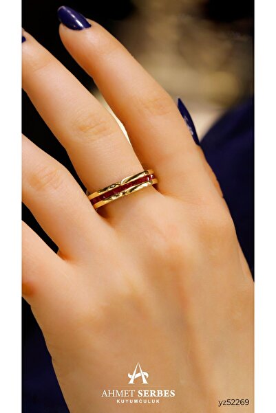 CETAŞ Cetaş Kırmızı Taşlı Eterna Yüzük