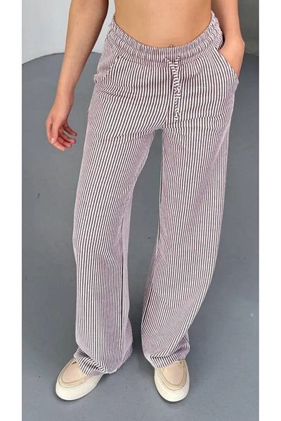 THIFF GYMWEAR Waterway Women's Striped Pants with Side Pockets and Lace-Up Waist