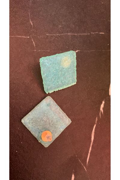 MISS GOLDEN Serrated Water Green Color Square Shape Mega Size Gold Accessory Epoxy Earrings Handmade Gift
