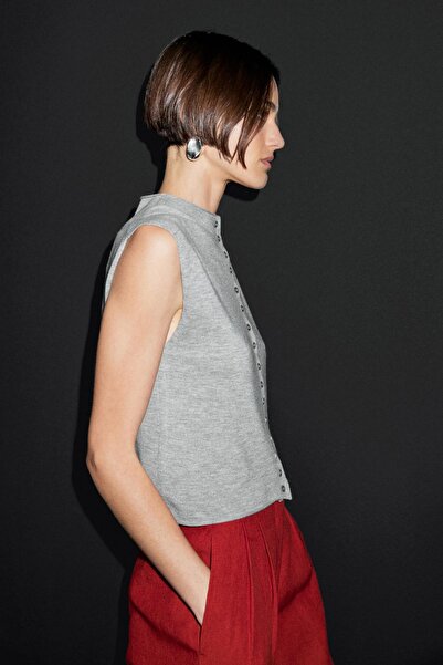 Massimo Dutti Crop yün karışımlı triko süveter