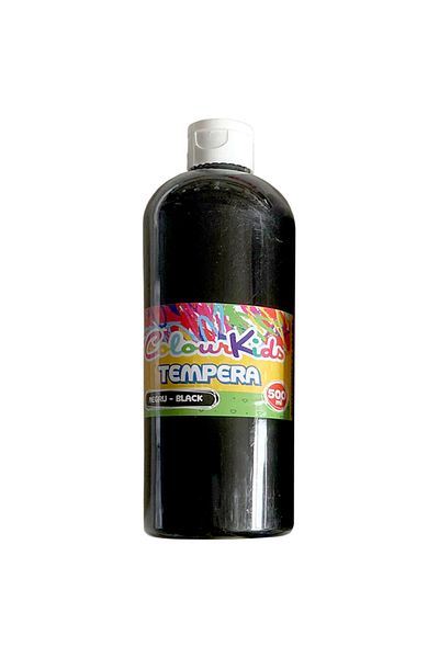 PIGNA Vopsea tempera neagră Colour Kids Pigna 500 ml, non-toxică, solubilă în apă, acoperire ridicată