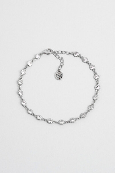 So CHIC... Rosalinda 18 Ayar Beyaz Altın Kaplama 19 Cm Gümüş Bileklik