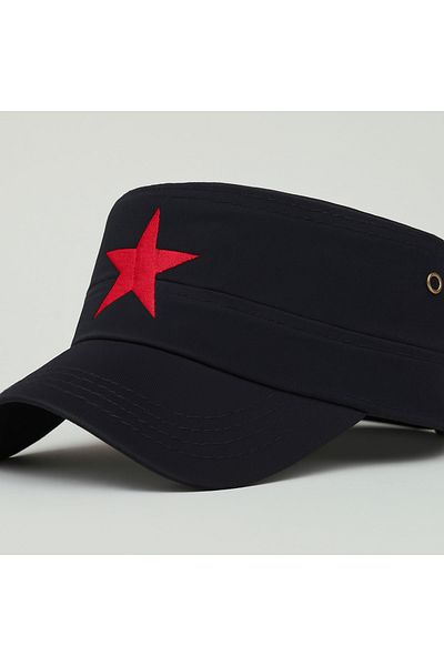 MYZİ STORE Koton Castro Hat Breathable Fabric Streetwear Castro with Red Star Detail