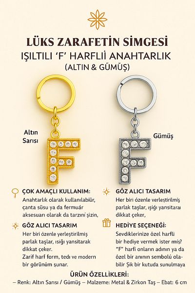 Handley Μπρελόκ με γράμματα 'F' με λάμψη – Ένας τόνος πολυτέλειας και σημασίας
