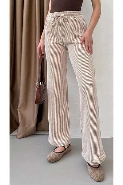 THIFF GYMWEAR Waterway Women's Striped Pants with Side Pockets and Lace-Up Waist
