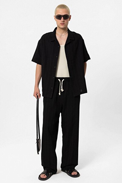 VAMOSCLO Basic Bottom Top Shirt Suit Black