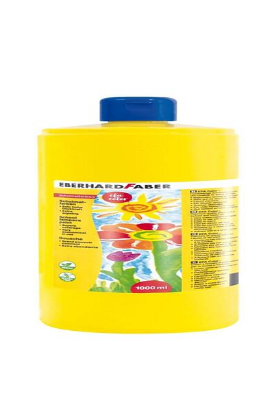 OEM Vopsea tempera galbenă Eberhard Faber, sticlă de 1000 ml, solubilă în apă, opacitate ridicată, non-toxică