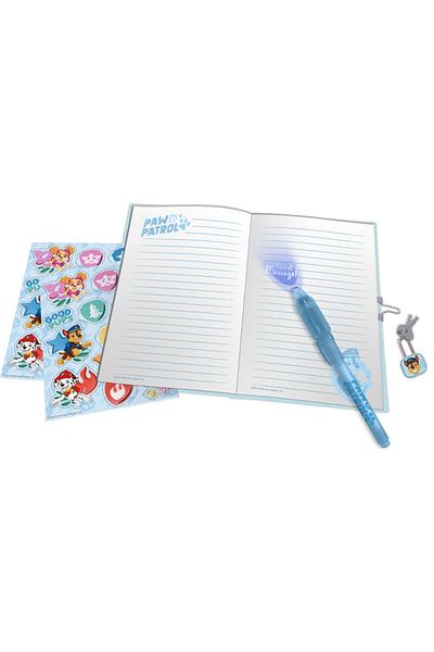 PAW PATROL Set jurnal secret cu lacat si pix, cerneala invizibila, lanterna UV, 18x12cm, multicolor, Paw Patrol