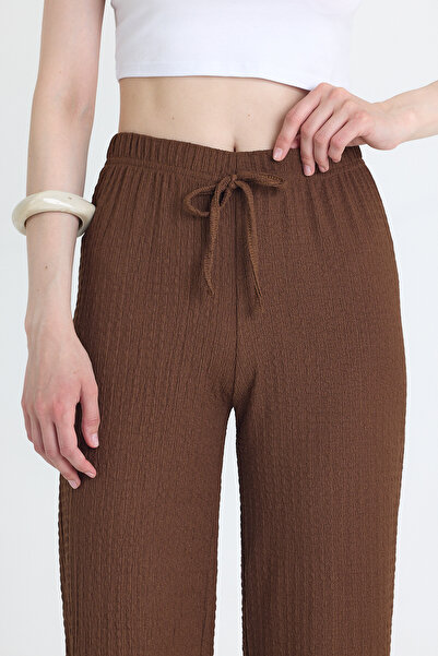 Rays Brown Wide Leg Draped Wrinkle Fabric Trousers 326