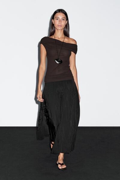 Massimo Dutti Asimetrik yaka %100 pamuklu top