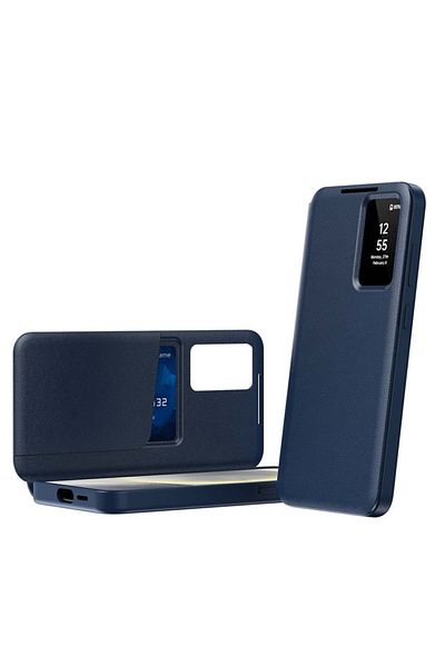 SKYDDAR INNOVATION Husă pentru Samsung Galaxy S24 FE, cu portofel și SmartView, Premium, set de autocolante, albastră