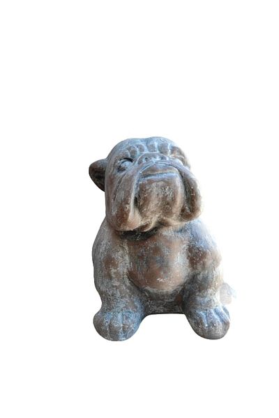 DECORIS Bulldog Decorative Figurine, 42 cm, White Ceramic