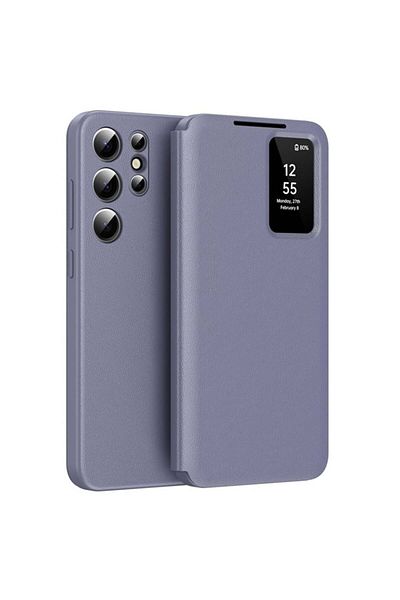 SKYDDAR INNOVATION Husă pentru Samsung Galaxy S25 Ultra, cu portofel și SmartView, Premium, set de stickere, violet