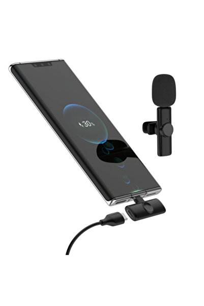 Maybax 2 In 1 Iphone, Type- C Uyumlu İkili Şarjlı Kablosuz Yaka Mikrofonu Lightning Yayıncı Yaka Mikrofonu