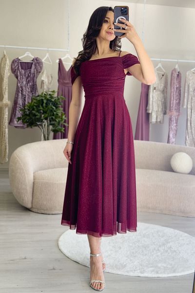 thezkscom Γυναικείο βραδινό φόρεμα με λουράκια με μήκος μίντι, λευκό, μπλε ναυτικό, λιλά, μπορντό