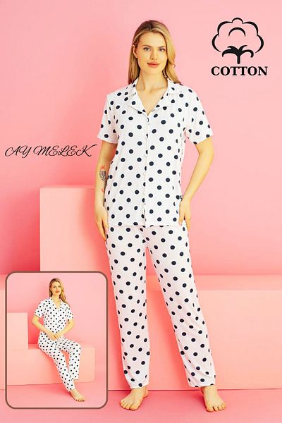 AYMELEK Women's Pajamas Set 100% Cotton Shirt and Pajamas Set