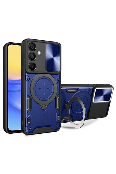 SKYDDAR INNOVATION Husă pentru Samsung Galaxy A15 4G 5G, CamGuard Pro, inel magnetic, protecție cameră, set autocolante, albastră