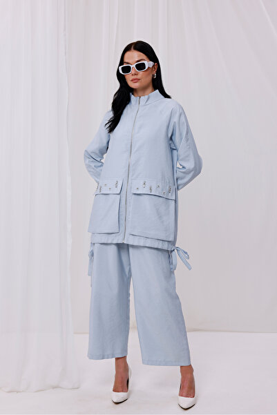 Jupe Kadın Modal Kumaş Taş İşlemeli Çift Cepli Kap 9260