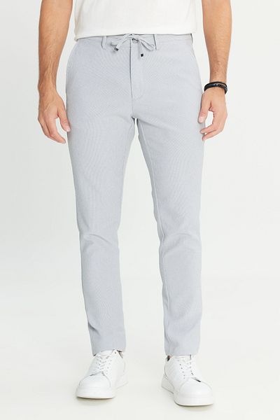 AC&Co / Altınyıldız Classics Ανδρικό σκούρο γκρι Slim Fit Slim Fit με δεμένη μέση ριγέ πλαϊνή τσέπη Casual Jogger παντελόνι
