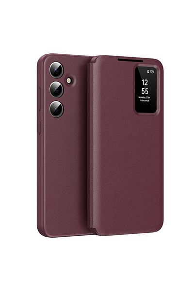 SKYDDAR INNOVATION Case for Samsung Galaxy S23 FE, with wallet and SmartView, Premium, sticker set, Red