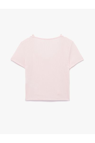 Koton Button Detailed Crew Neck Short Sleeve Blouse