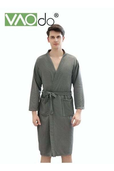 VAODO Men's Bathrobe Light Super Absorbent Skin-friendly Home Clothes Suitable For All Seasons Nightgown