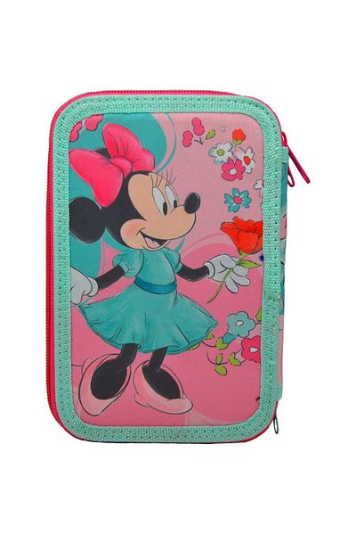 Minnie Mouse Equipped Pencil Case, 3 Compartments, 42 Pieces, Multicolor