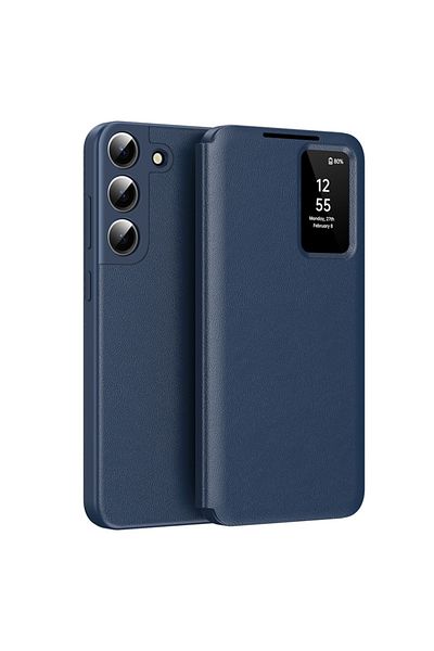 SKYDDAR INNOVATION Husă pentru Samsung Galaxy S22 5G, cu portofel și SmartView, Premium, set de stickere, albastră