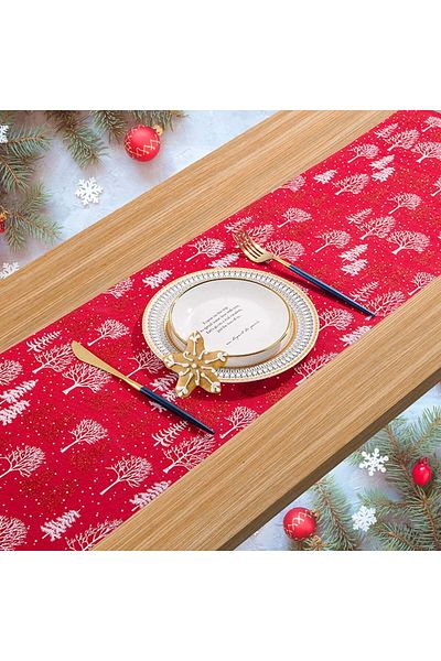 LIROPAU Tablecloth LIROPAU, cotton/linen, red/white, 28 x 275 cm
