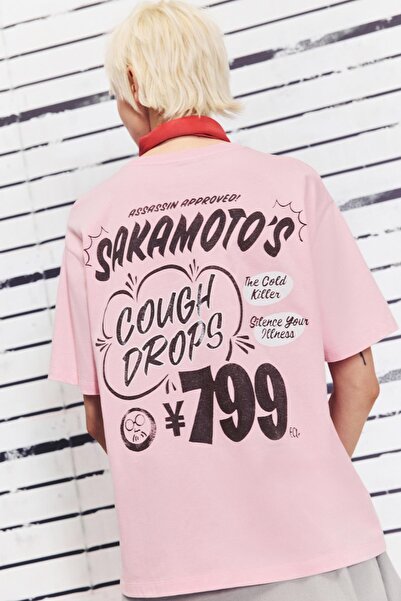 Pull & Bear SAKAMOTO DAYS pembe t-shirt