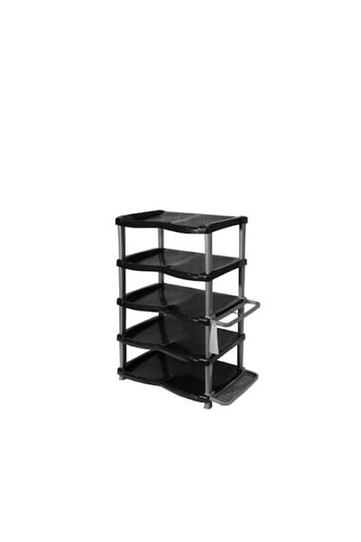 sterk Etajera Pantofi cu 5 Rafturi STERK, 47x33x81 cm, Plastic Negru/Gri