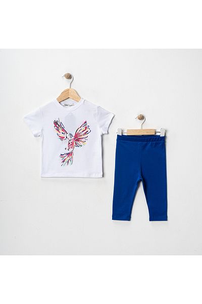 MK Mukko Kids Bird Parrot Printed Bird Pattern Basic Seasonal/Summer Leggings T-Shirt Bottom Top Set