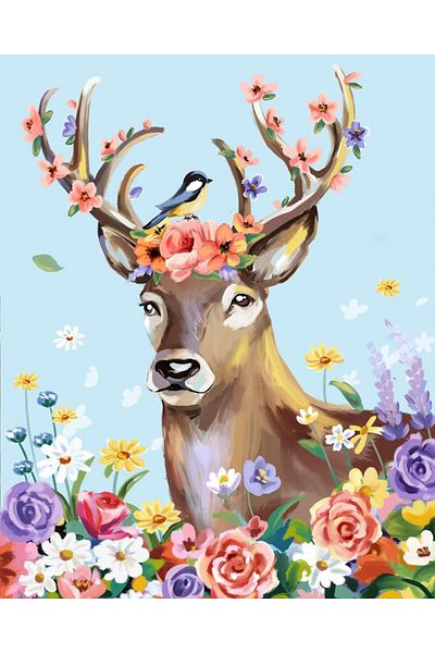 Pttozan diamond painting set, deer pattern, multicolor, 30 X 40 cm