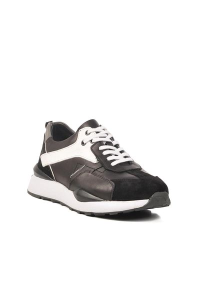 WALKWAY 2Y1076-6285 m Black-White Genuine Leather Men's Sneaker