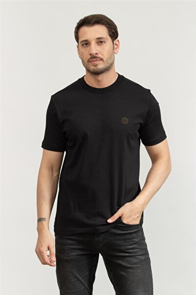 BOSS Erkek Pamuklu Kısa Kollu Yuvarlak Yaka Regular Fit Siyah T-Shirt 5053156...