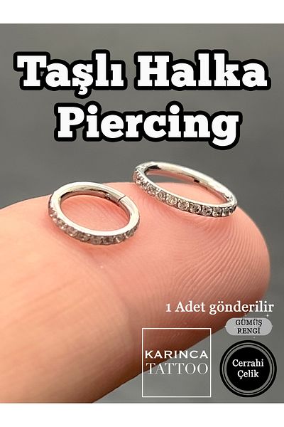 Karınca Piercing Zircon Stone Piercing Surgical Steel Ring Helix Lip Septum Eyebrow Daith Rook Ear Nose Tragus Earring