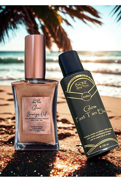BeOne Cosmetics Set GLOW BeOne Cosmetics – accelerator de bronz si ulei bronzant after, aroma caramel, 100%