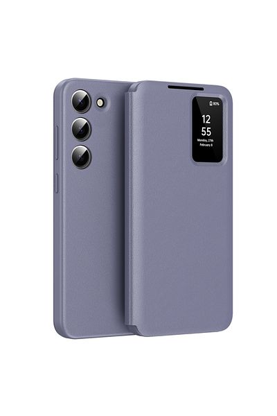SKYDDAR INNOVATION Husă pentru Samsung Galaxy S23, cu portofel și SmartView, Premium, set de stickere, violet