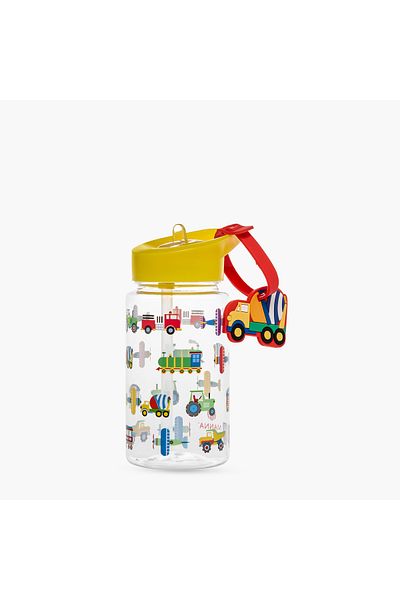 manna Truck Print Sipper Water Bottle with Name Tag Hanger - 440 ml