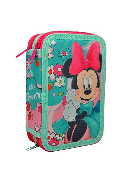 Minnie Mouse Equipped Pencil Case, 3 Compartments, 42 Pieces, Multicolor