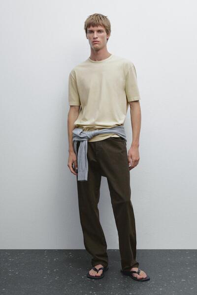 Massimo Dutti Distressed görünümlü kısa kollu t-shirt