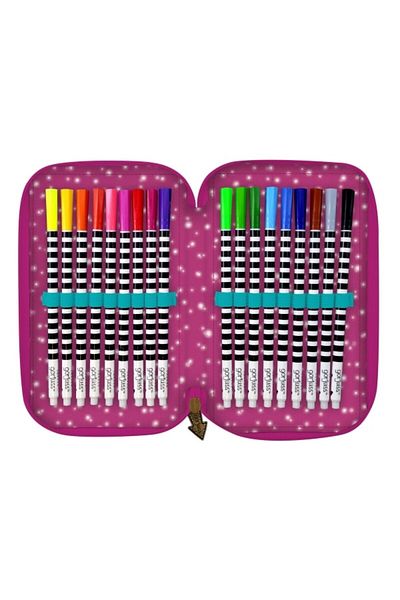 Gorjuss Fireworks Triple Pencil Case, 45 Pieces, Chestnut