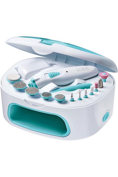 Kiss Power File X Nail Dryer All-in-One Nail Care Kit 2 Attachments,Storage ,16 Pcs., 1.14 Lbs.